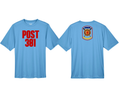 Post 381 design on Baby Blue Drifit T-Shirt