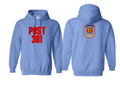 Post 381 design on Baby Blue 50/50 Cotton/Poly Hoodie