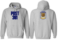 Post 381 design on Sport Gray 50/50 Cotton/Poly Hoodie