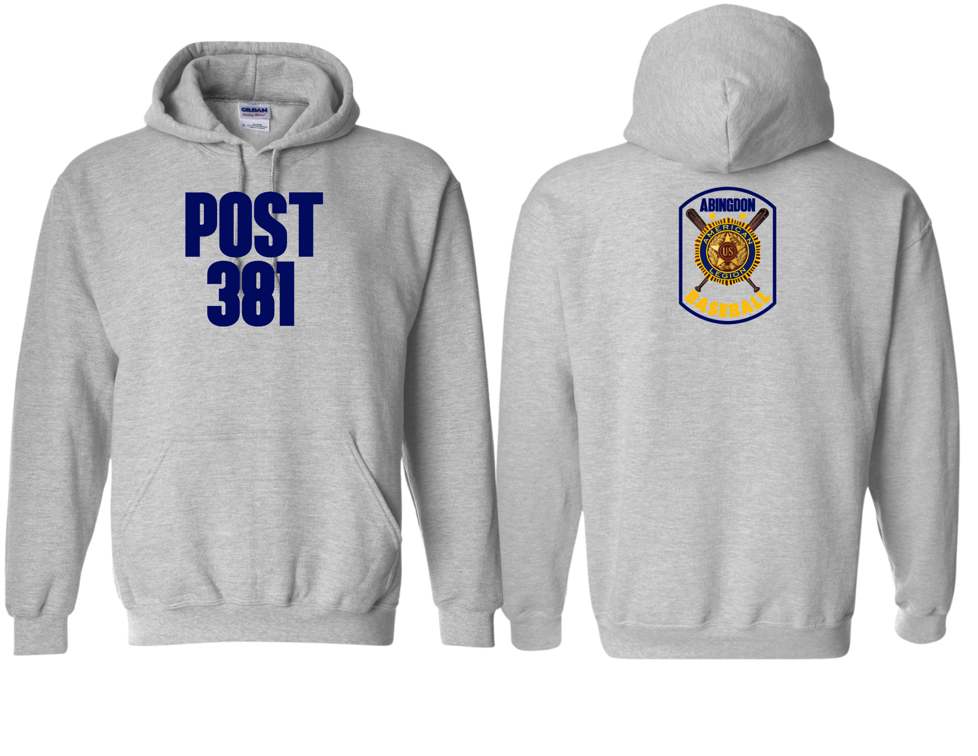 Post 381 design on Sport Gray 50/50 Cotton/Poly Hoodie