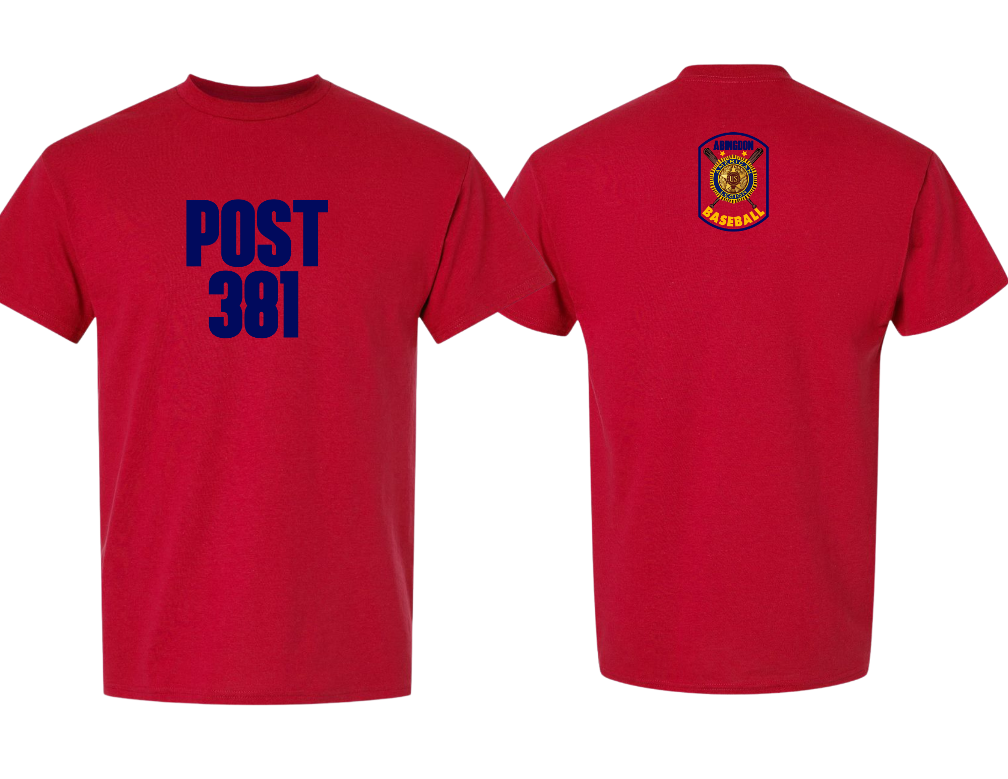 Post 381 design on Red 50/50 Cotton/Poly T-Shirt
