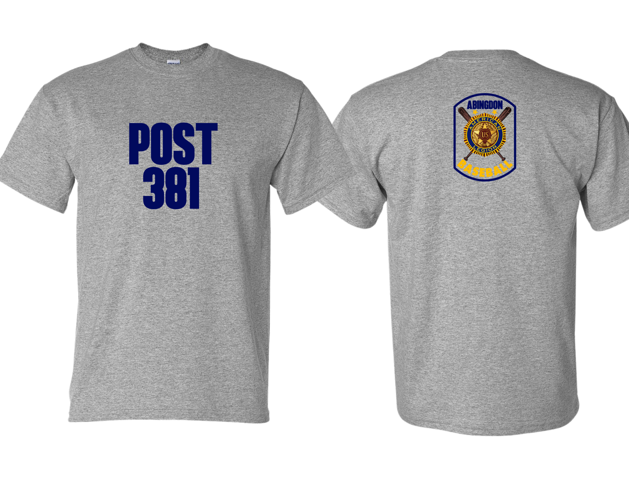 Post 381 design on Sport Grey 50/50 Cotton/Poly T-Shirt